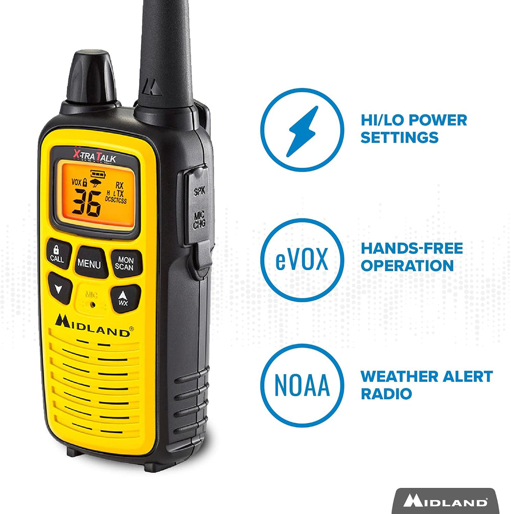 Midland LXT630VP3 FRS License Free Walkie Talkies. Yellow, 2 Pack