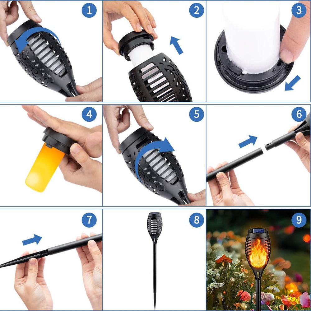 16Pack Solar Torch Lights Flickering Flame Solar Lights Outdoor Waterproof