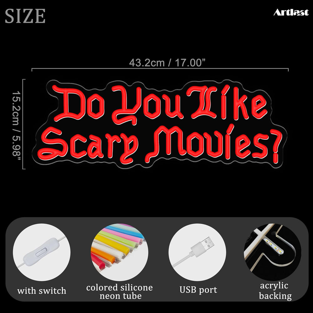 Do You Like Scary Movies Neon Sign LED Neon Light Red 17"x5.98"