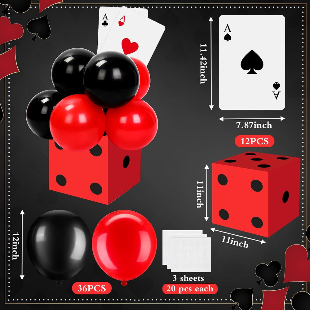 Hollowfly 54 Pcs Casino Party Decorations Dice Poker Game Night, Classic