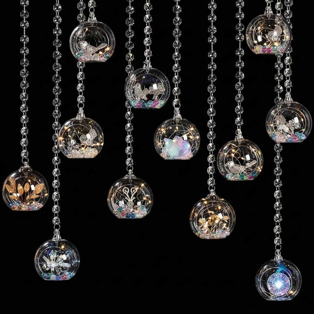GlikCeil 17 Pcs Clear, Hanging Crystal Garland Decor