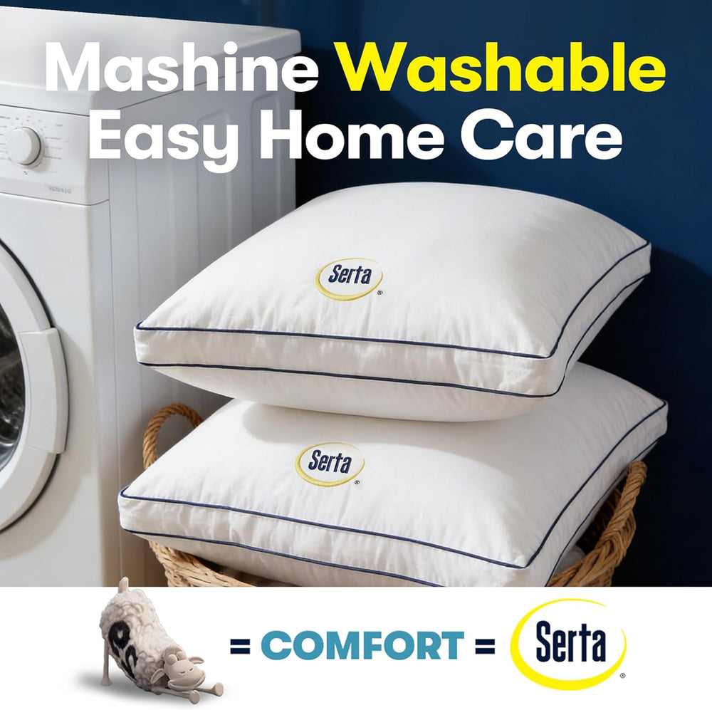 Serta Bed Pillows Queen/Standard Size Set of 2, Medium Soft Support, White