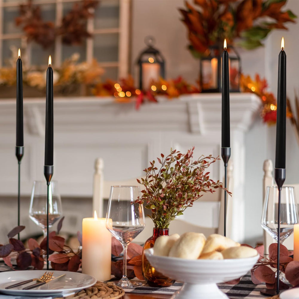 50 Pack Black Taper Candles - 10 Inch Classic Unscented Dinner Candles, Dripl...