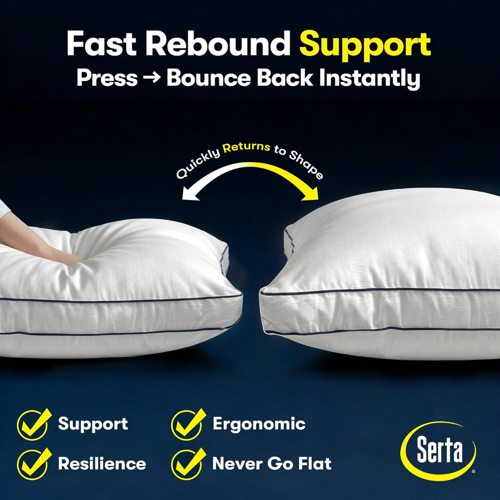 Serta Bed Pillows Queen/Standard Size Set of 2, Medium Soft Support, White
