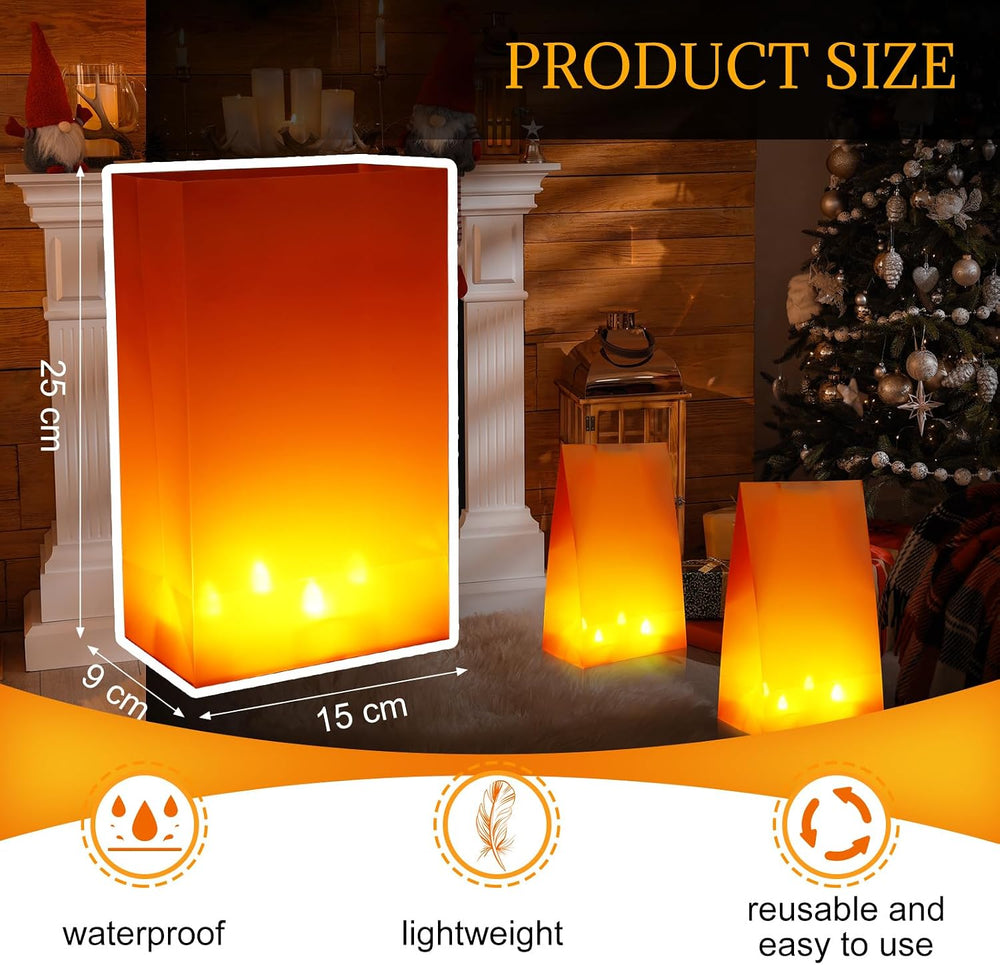 24 Pcs Halloween Plastic Luminaria Bags Orange Candle Lantern Bag