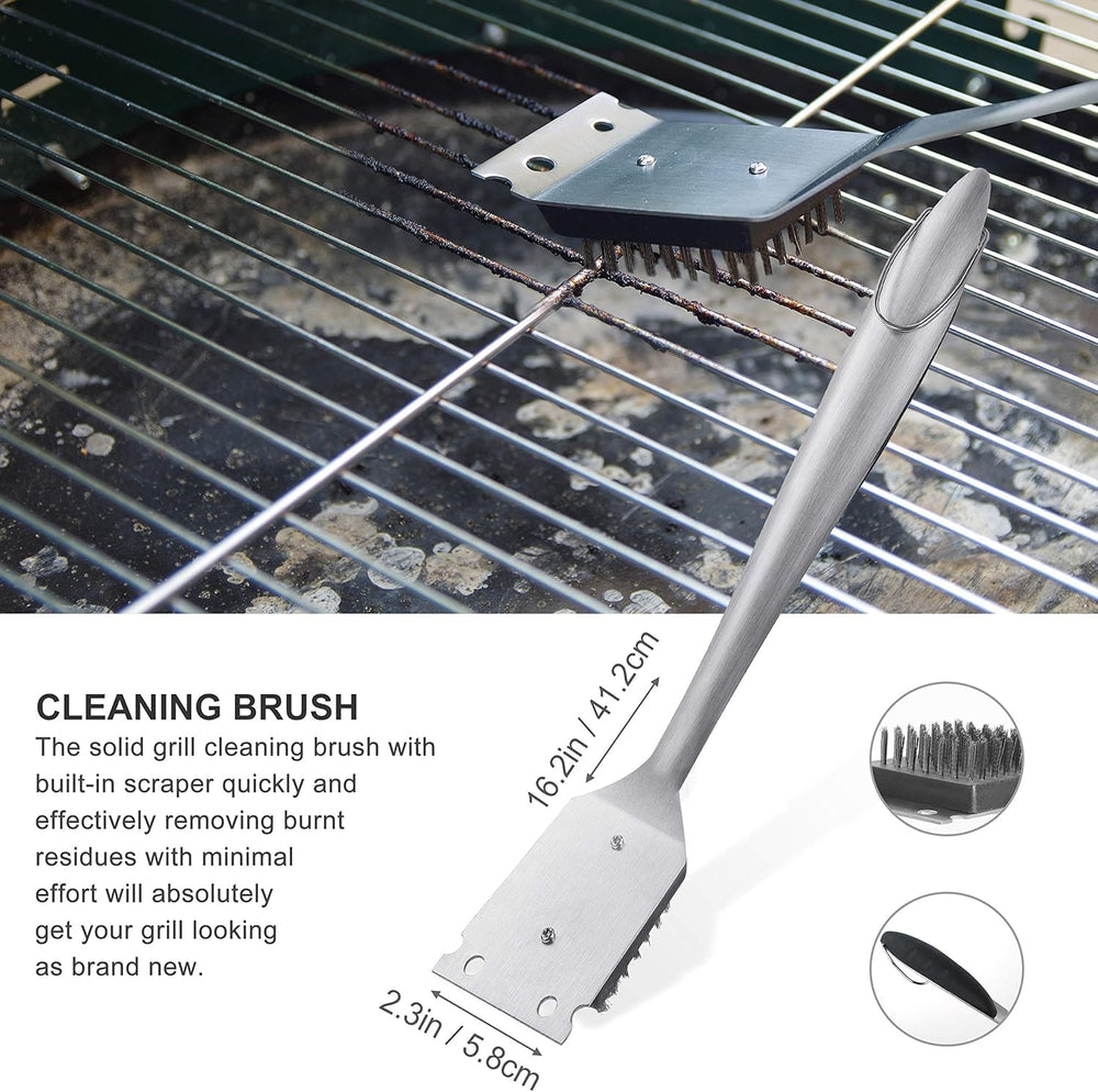 grilljoy 8PCS BBQ Grill Tools Set with Extra Thick Stainless Steel Spatula, F...