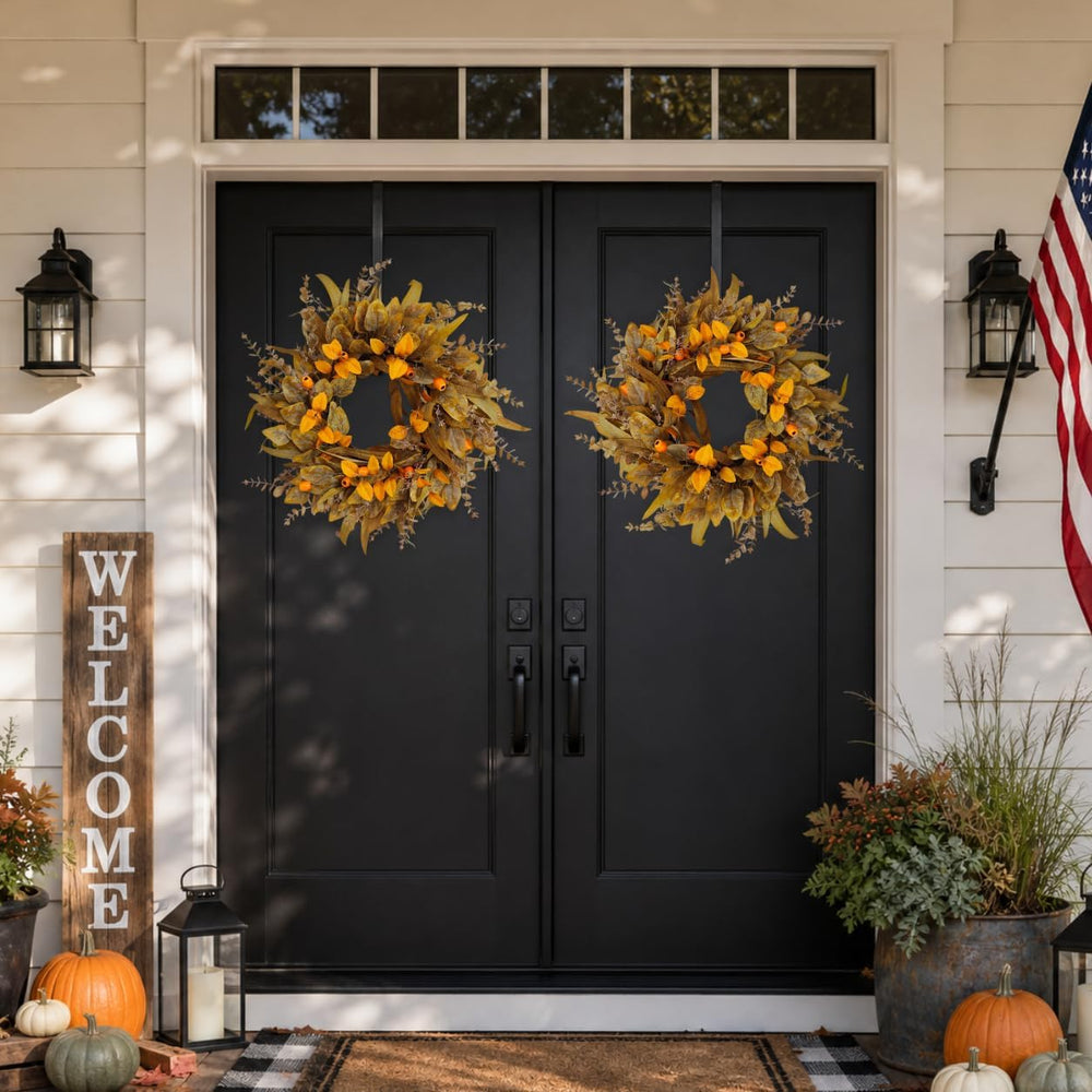 24 Inch Thanksgiving Wreaths for Front Door, Eucalyptus Fall Door Wreath