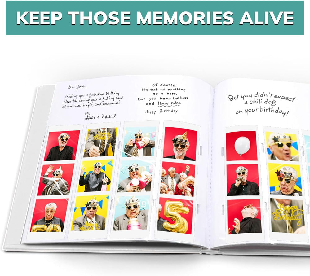 pbf Photo Booth Guest Book, 2x6 Photo Strip Scrapbook Album, White, 1-Pack