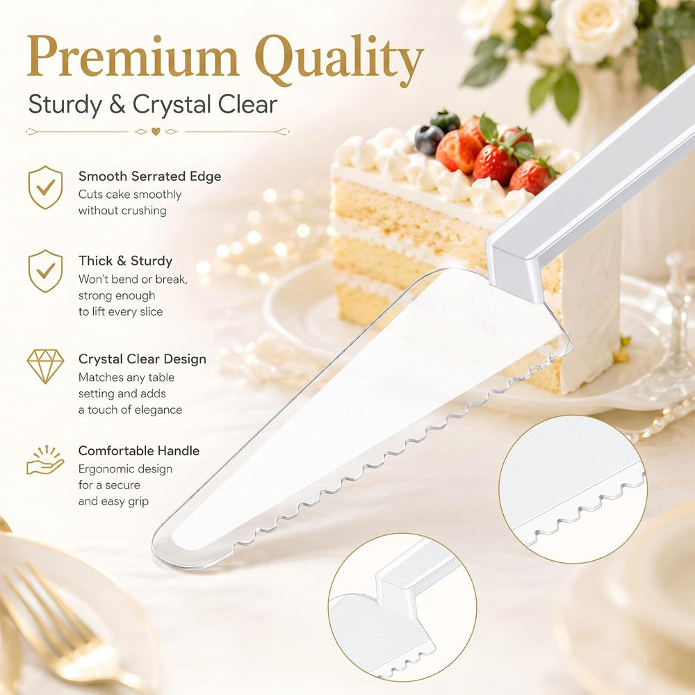 Suclain 200 Pcs Disposable Plastic Cake Cutter 9.1 Inch Bulk,Clear