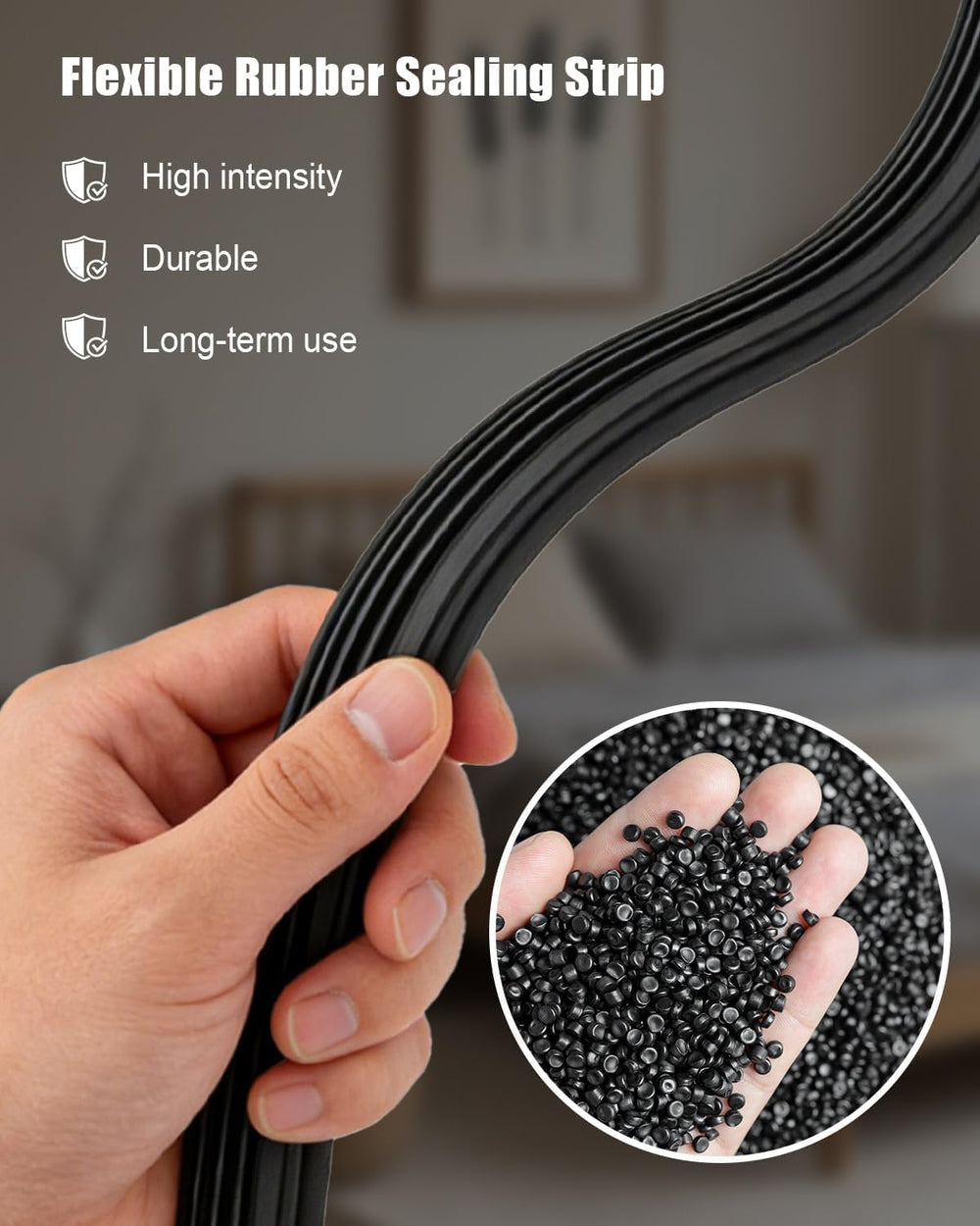 1 Pcs 1-3/4" x 36" U Shaped Aluminum Door Bottom Sweep, Black