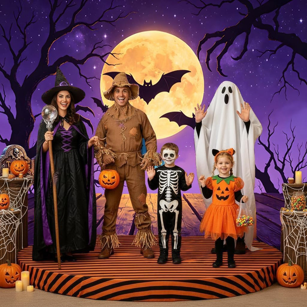 Halloween Backdrop for Photography 10x8ft Happy Moon Night Banner
