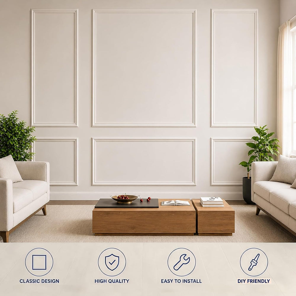 3 Set Peel and Stick Wall Molding Kit,Pre Cut Wainscoting Panels,24x60in