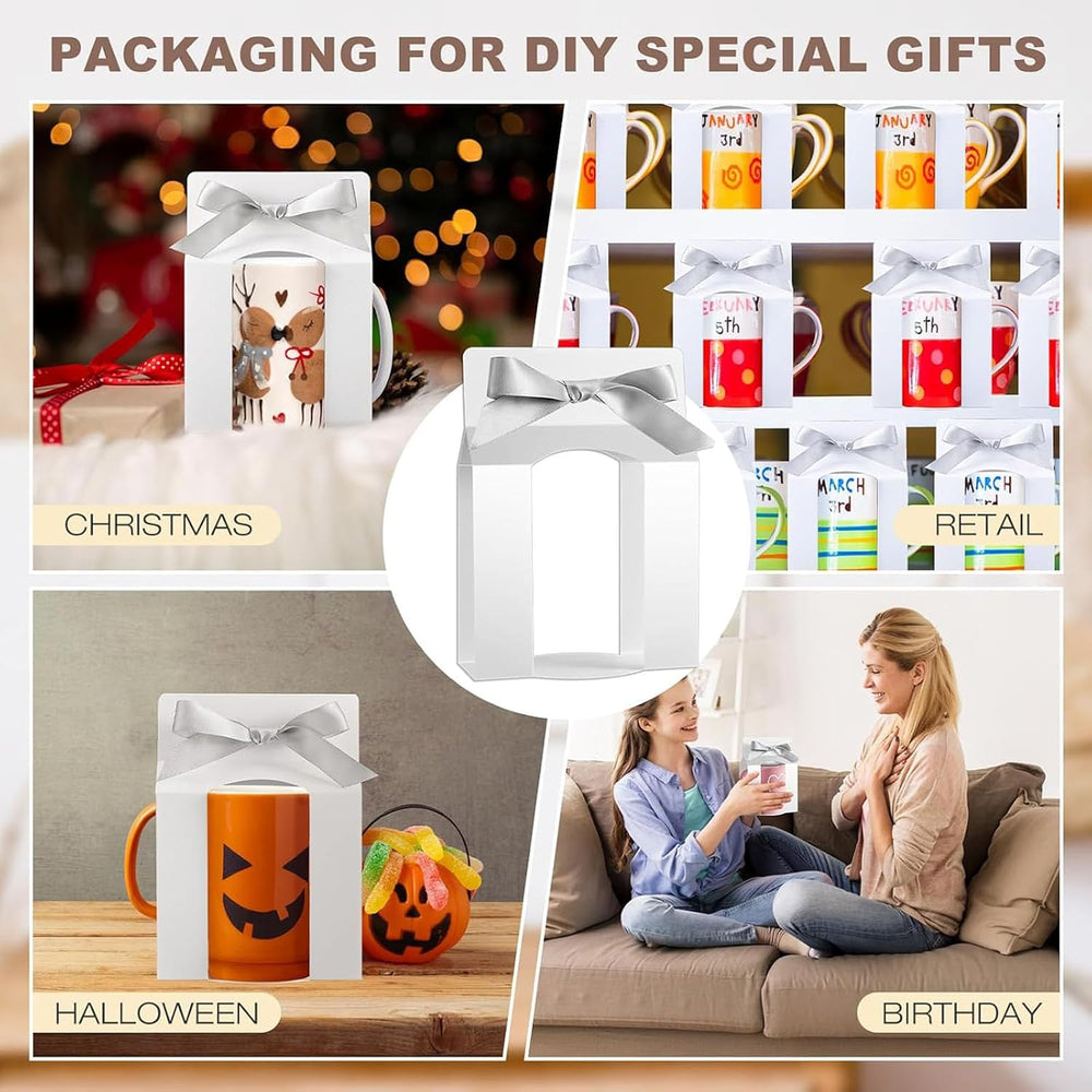 Kosiz 72 Pcs Sublimation Coffee Mugs Gift Bags with Window