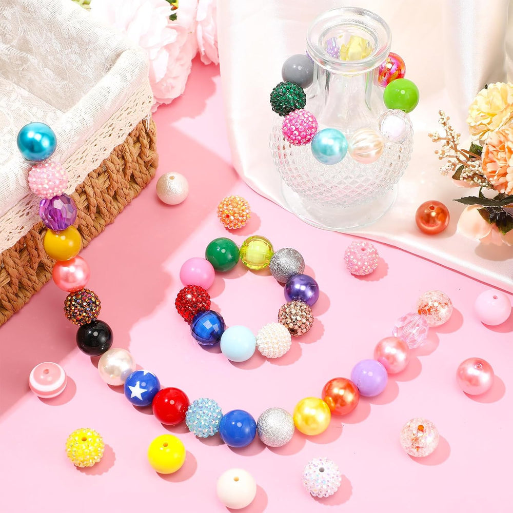 Huquary 200 Pcs 20mm Round Beads Rhinestone for Jewelry Making, Mix Color