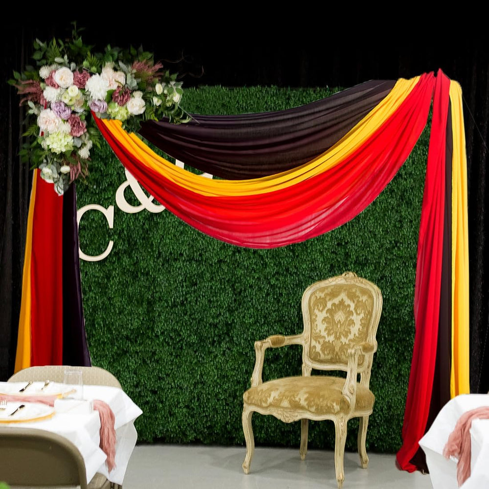 Wedding Arch Draping Fabric 20Ft 3 Panels Black&Red-Gold Wedding Ceiling ...