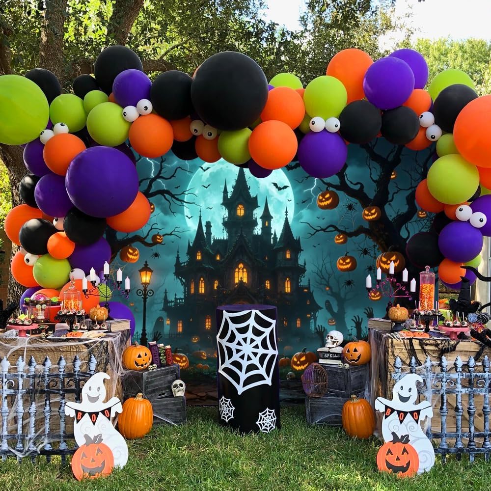 12x8ft Halloween Backdrop Haunted Mansion Castle Halloween Party Decor