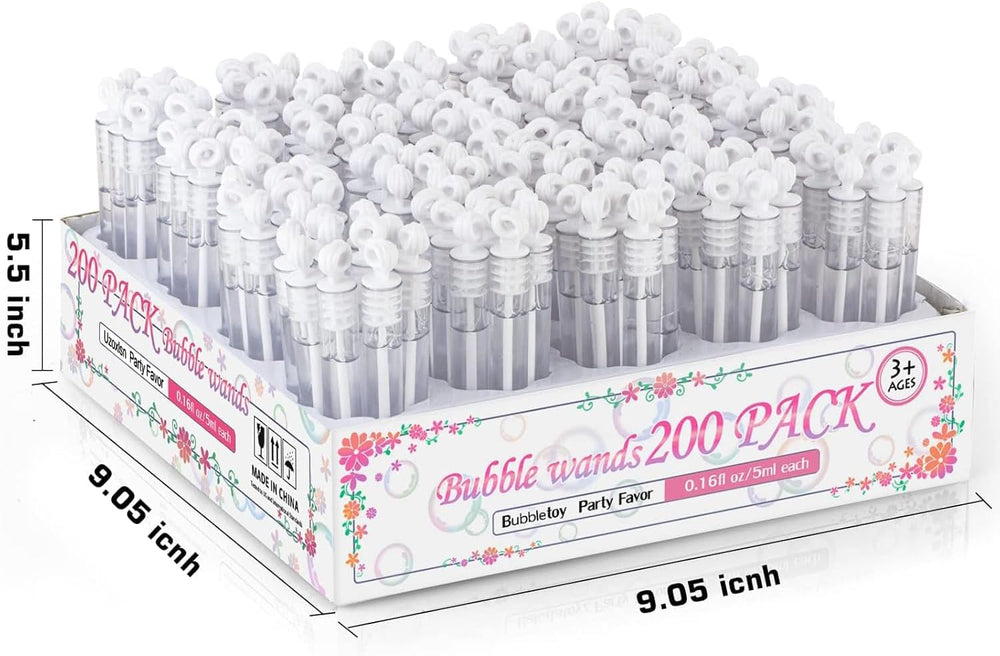 White Wedding Bubble Wands, 200 Pack Mini Sticks for Send Off Party Favors