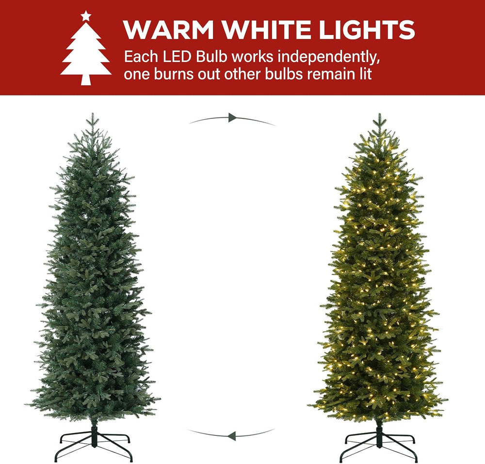 Hykolity 6 ft Prelit Pencil Christmas Tree with 300 Warm White LEDs