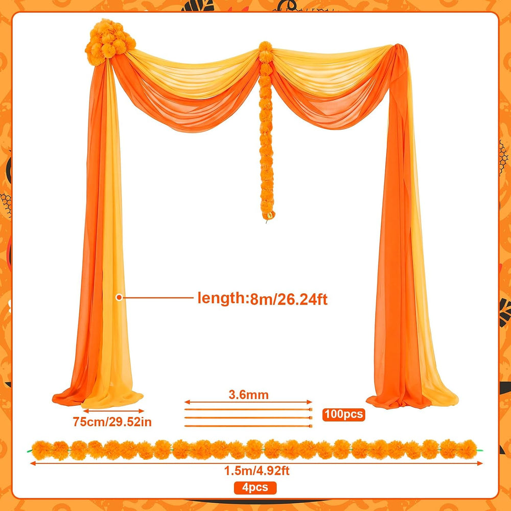 Tegeme Diwali Mehndi Decoration Artificial Marigold Garland Decor Set, Bold