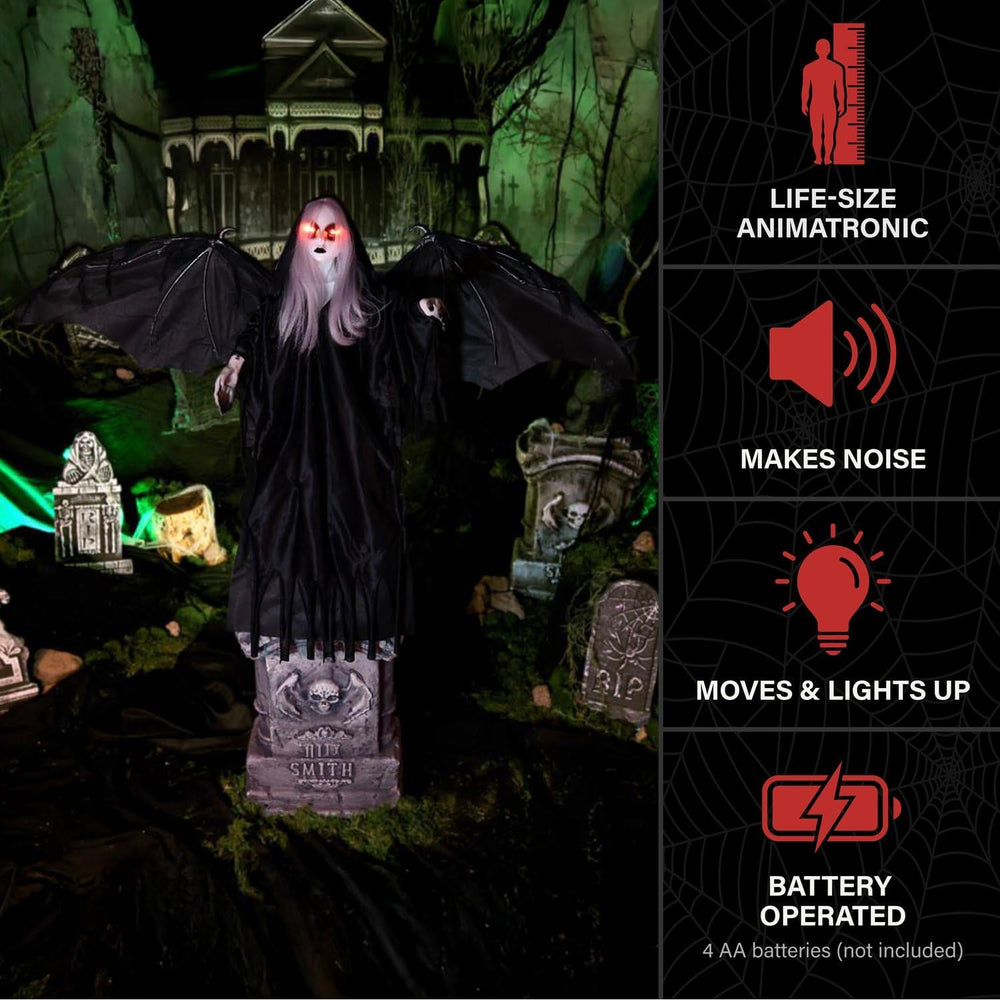 Haunted Hill Farm 3.1-Ft. Winged Creepy Girl Animatronic