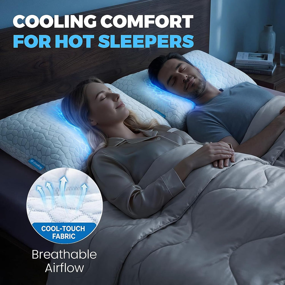 SUPA MODERN Cooling Pillow Queen Size Set of 2, CertiPUR-US Shredded Memory F...