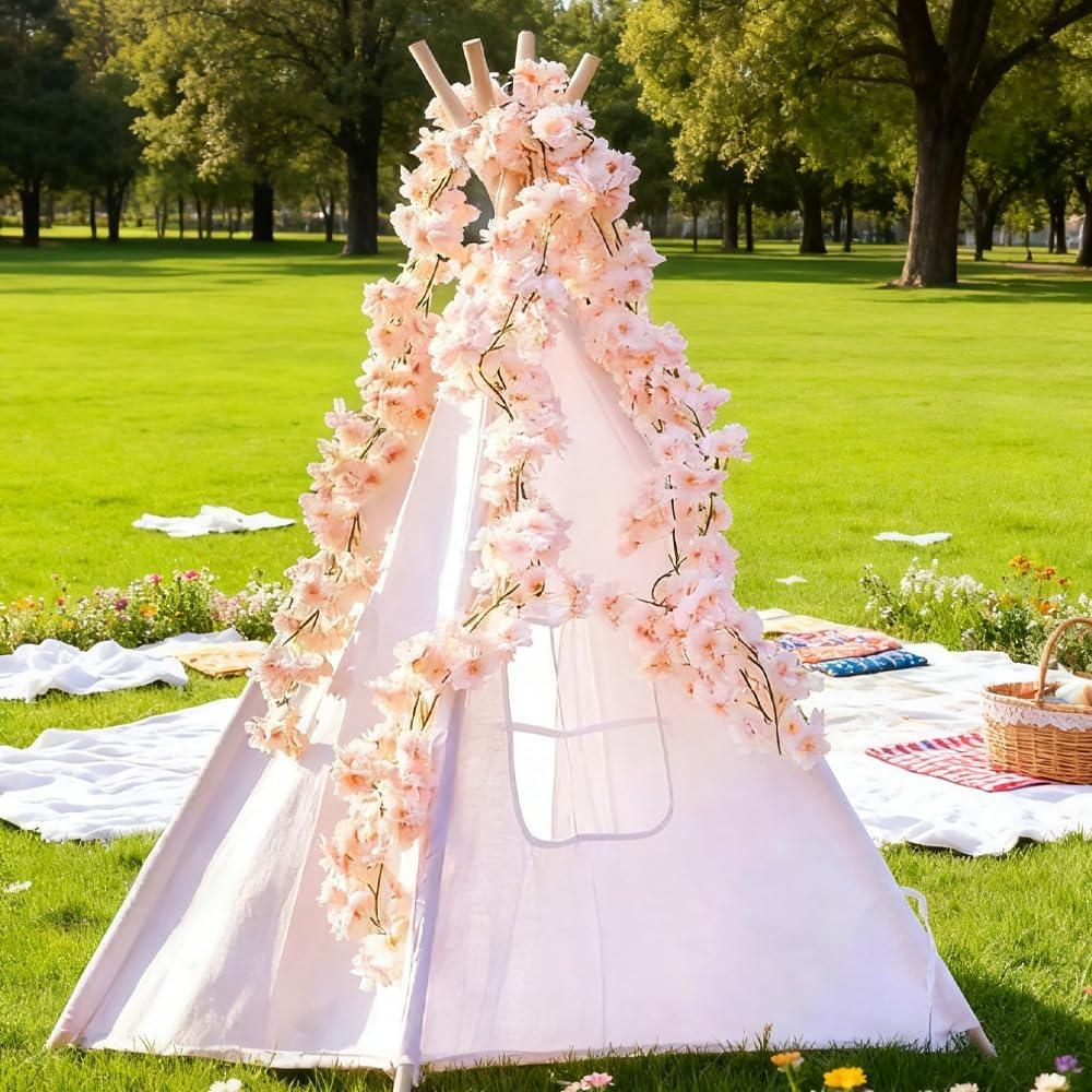 YRIOWMI 10PCS 59FT Artificial Silk Cherry Blossom Garland, Hanging Sakura Flo...