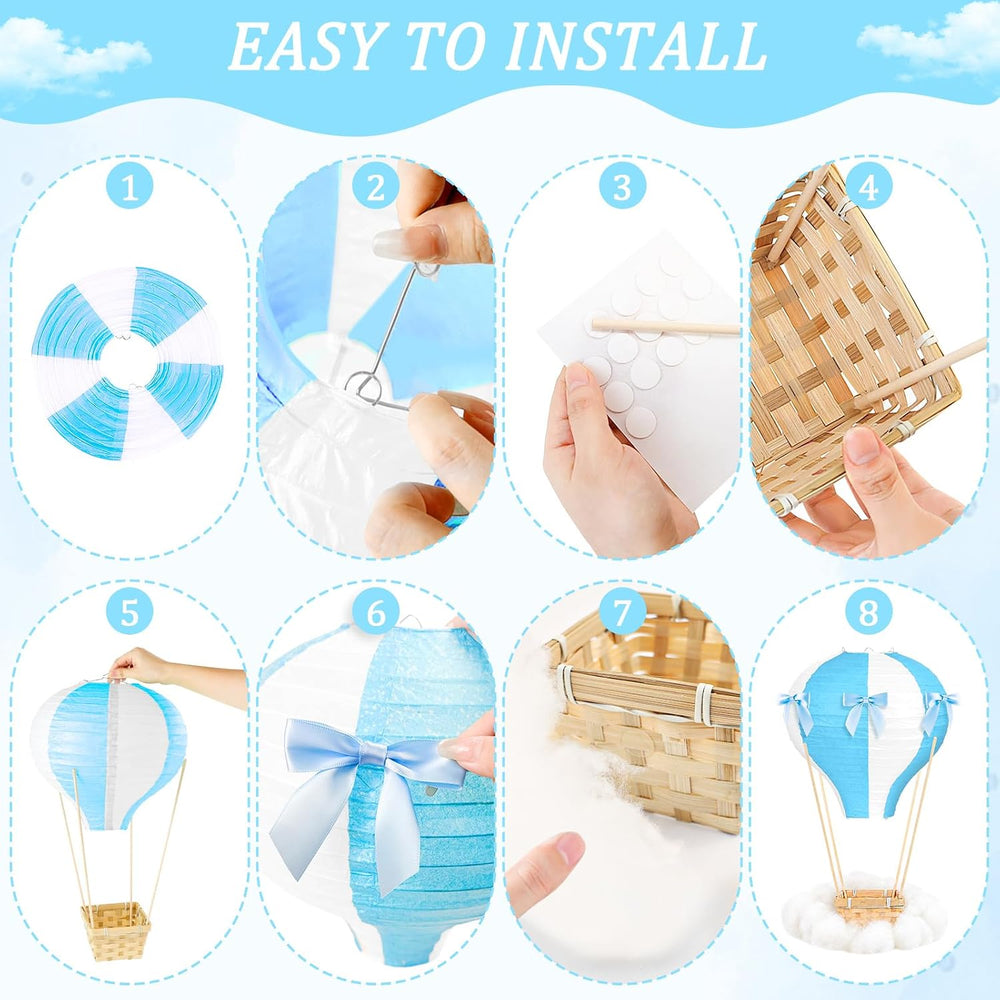 6 Sets Hot Air Balloon Decorations Cloud Decorations Centerpiece,Blue