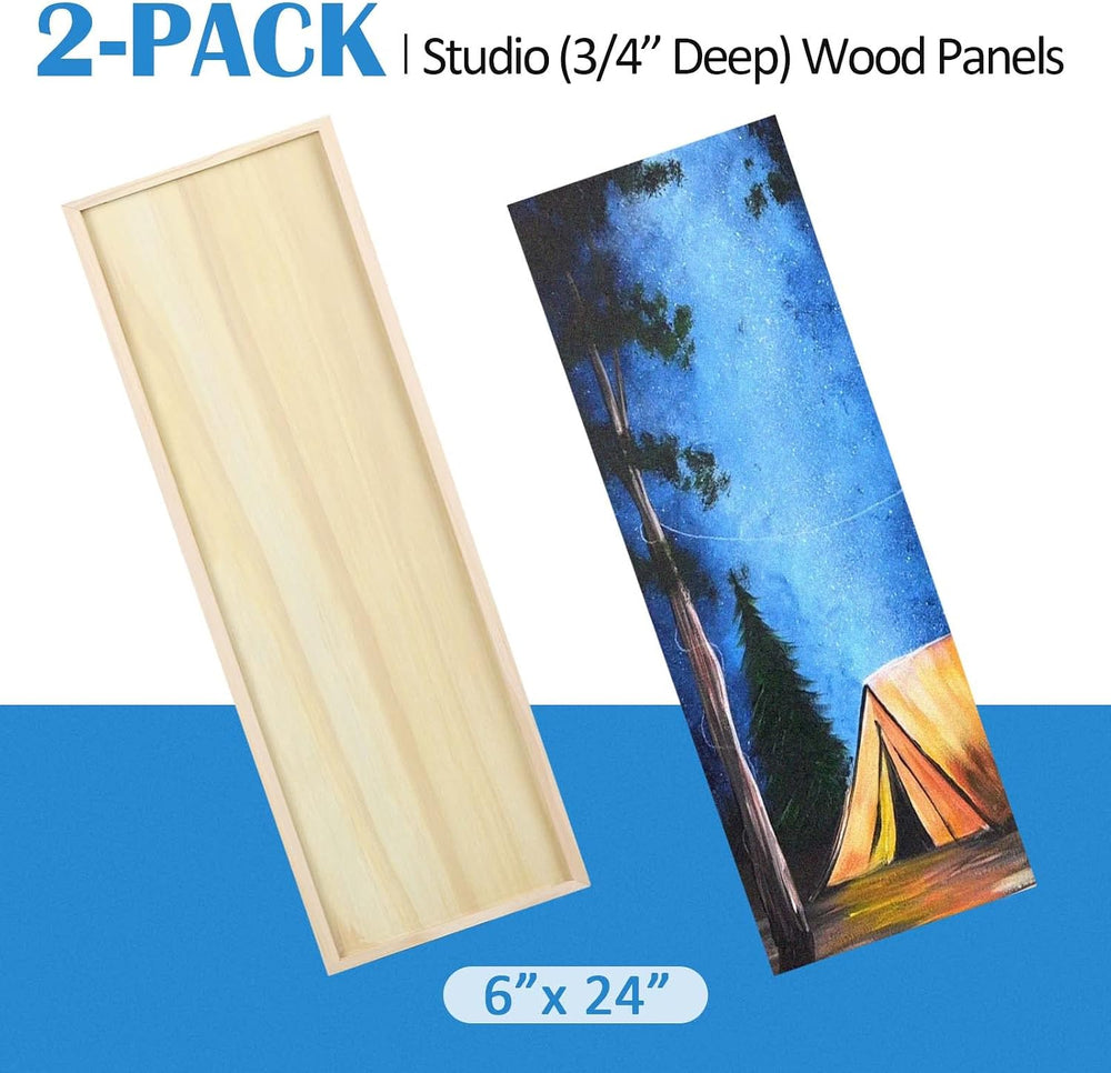 2 Pack 6x24’’ Unfinished Birch Wood Panels Kit for Painting