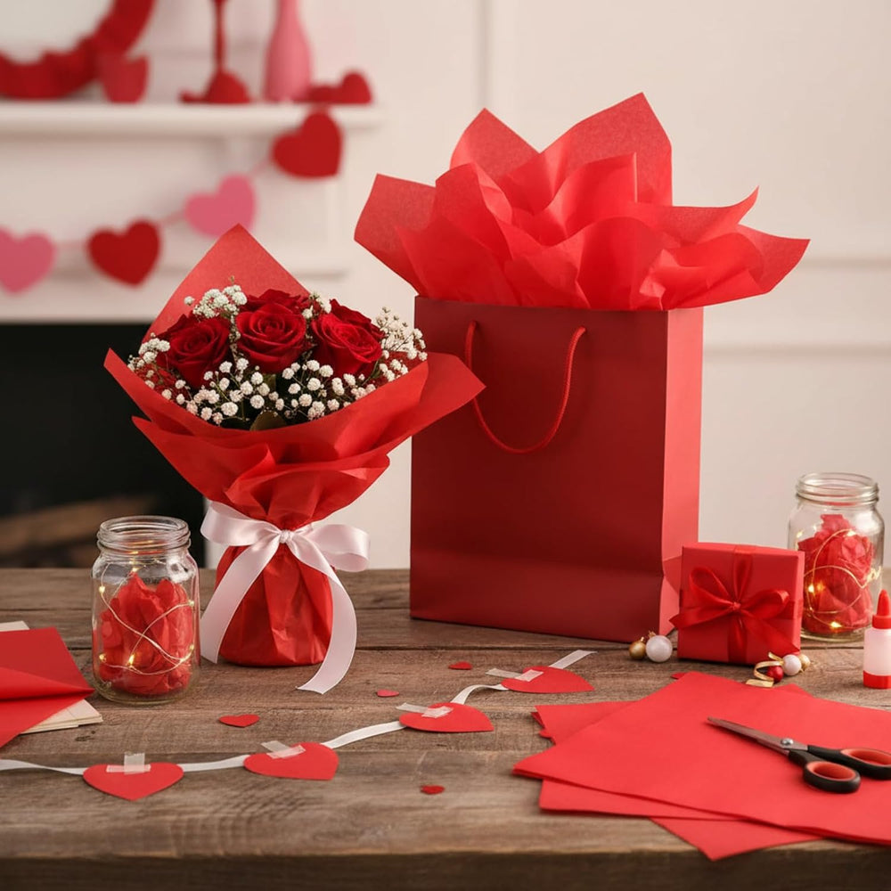 500 Sheet Red Tissue Paper Bulk 15 x 20 Inch for Christmas Wedding Gift Bag