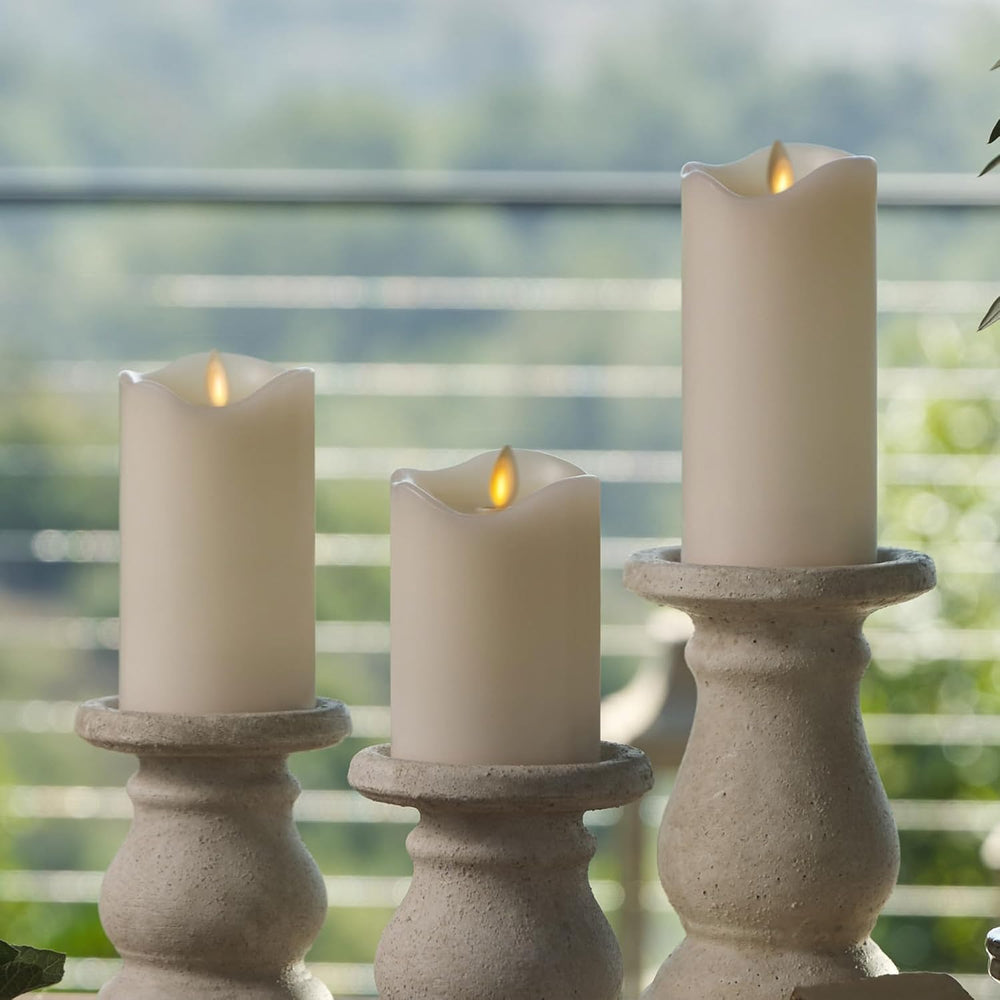 Co. Flameless Pillar Candles Ivory 3.0" x 4.5"/ 5.5"/ 6.5"