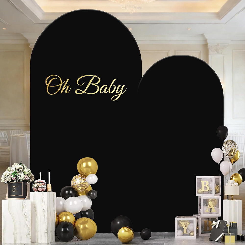 Thick Arch Backdrop Cover 7.2 & 6FT, Black Spandex Chiara Arch Covers Str...