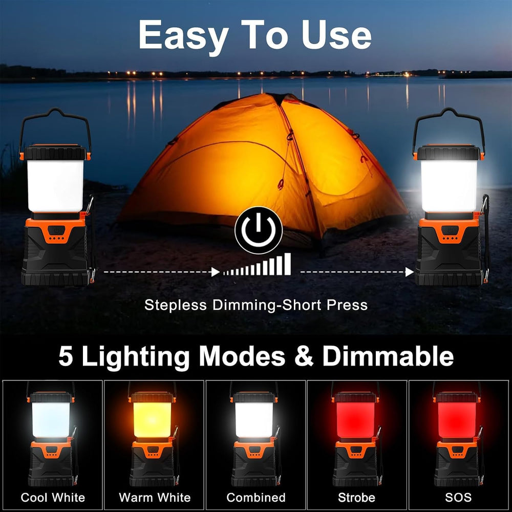 LED Camping Lantern Rechargeable,1000LM, Portable with 5 Ligth Modes, IP44 Wa...