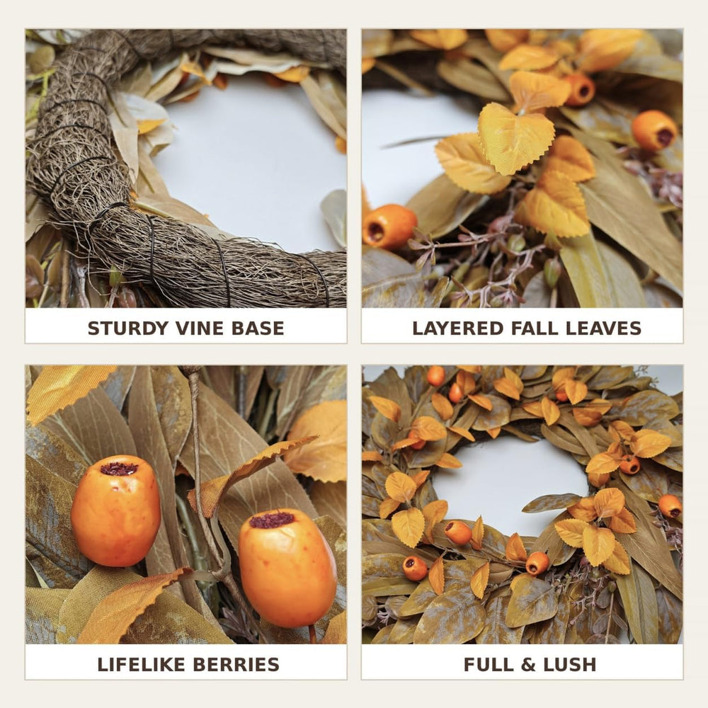 24 Inch Thanksgiving Wreaths for Front Door, Eucalyptus Fall Door Wreath