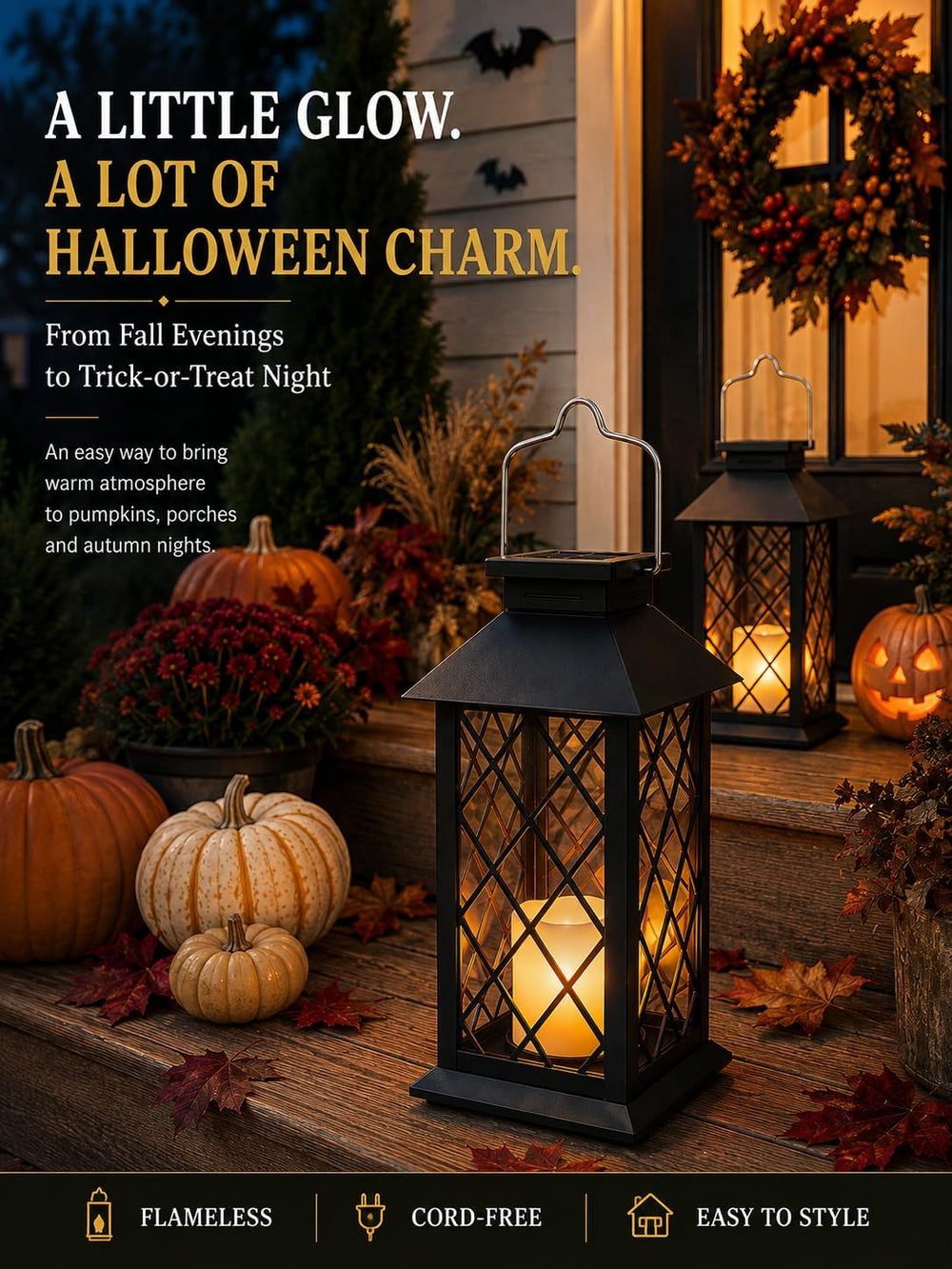 2 Pack 14'' solar lanterns outdoor waterproof,Includes flameless candles