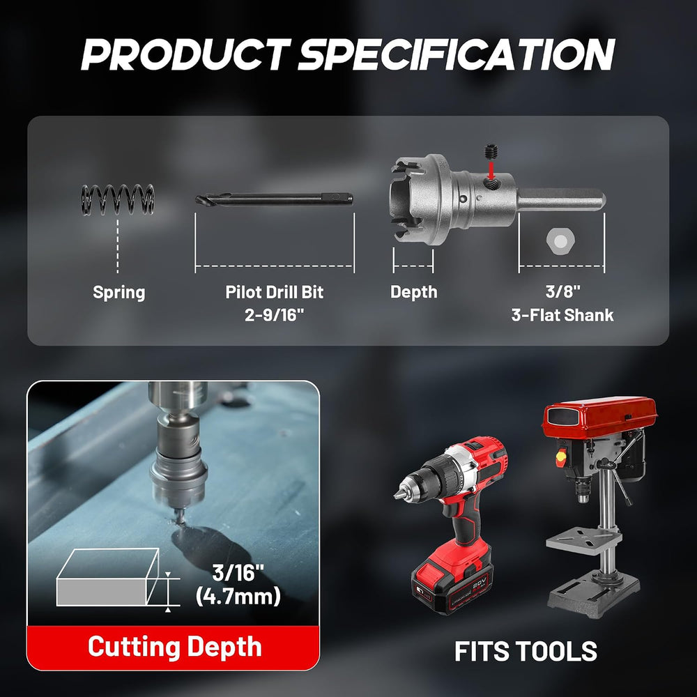 EZARC 9PCS Quick Change Carbide Hole Saw Kit, 7/8"-2" for Stainless...