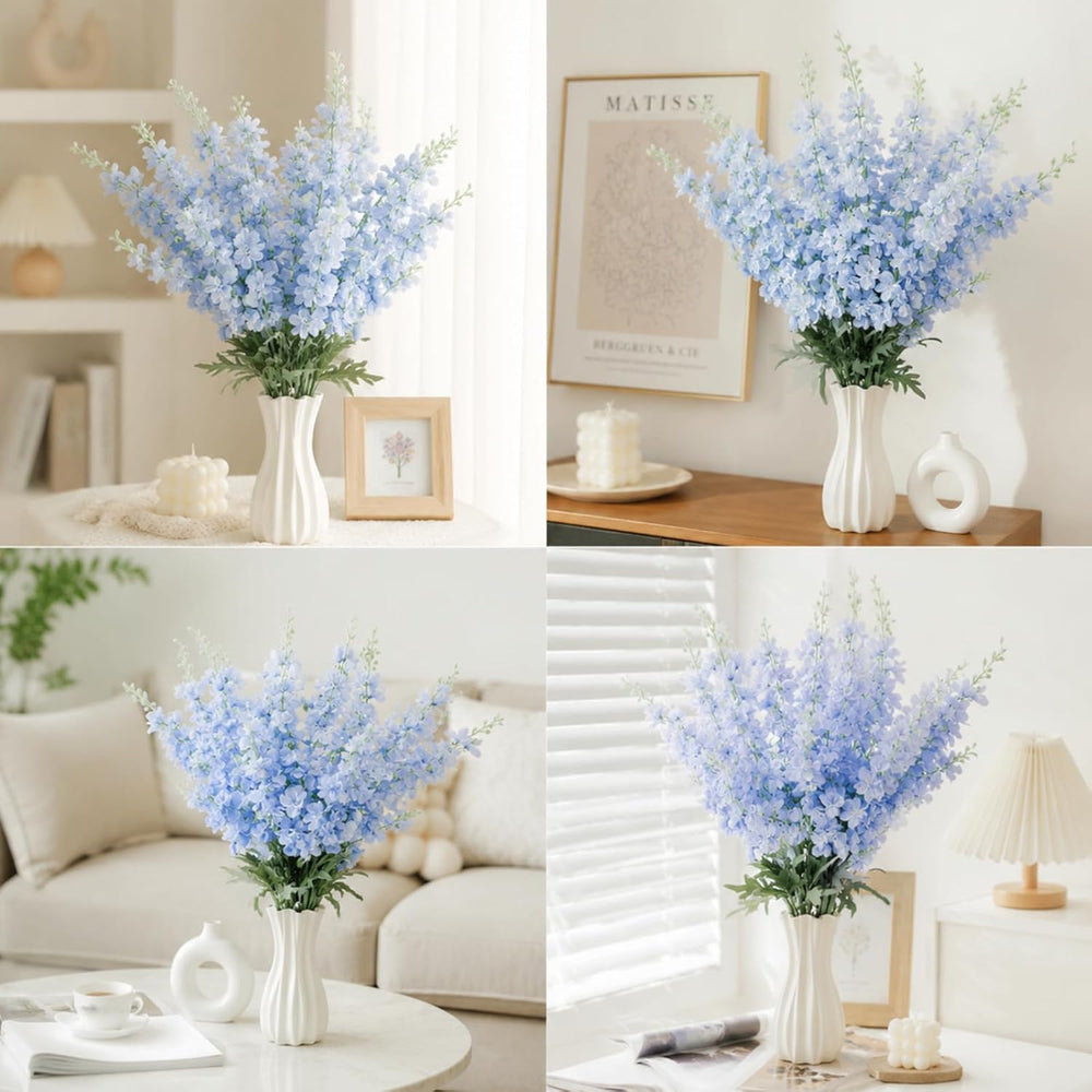 50 Pcs Blue Delphinium Artificial Flower Bulk, 34.25"