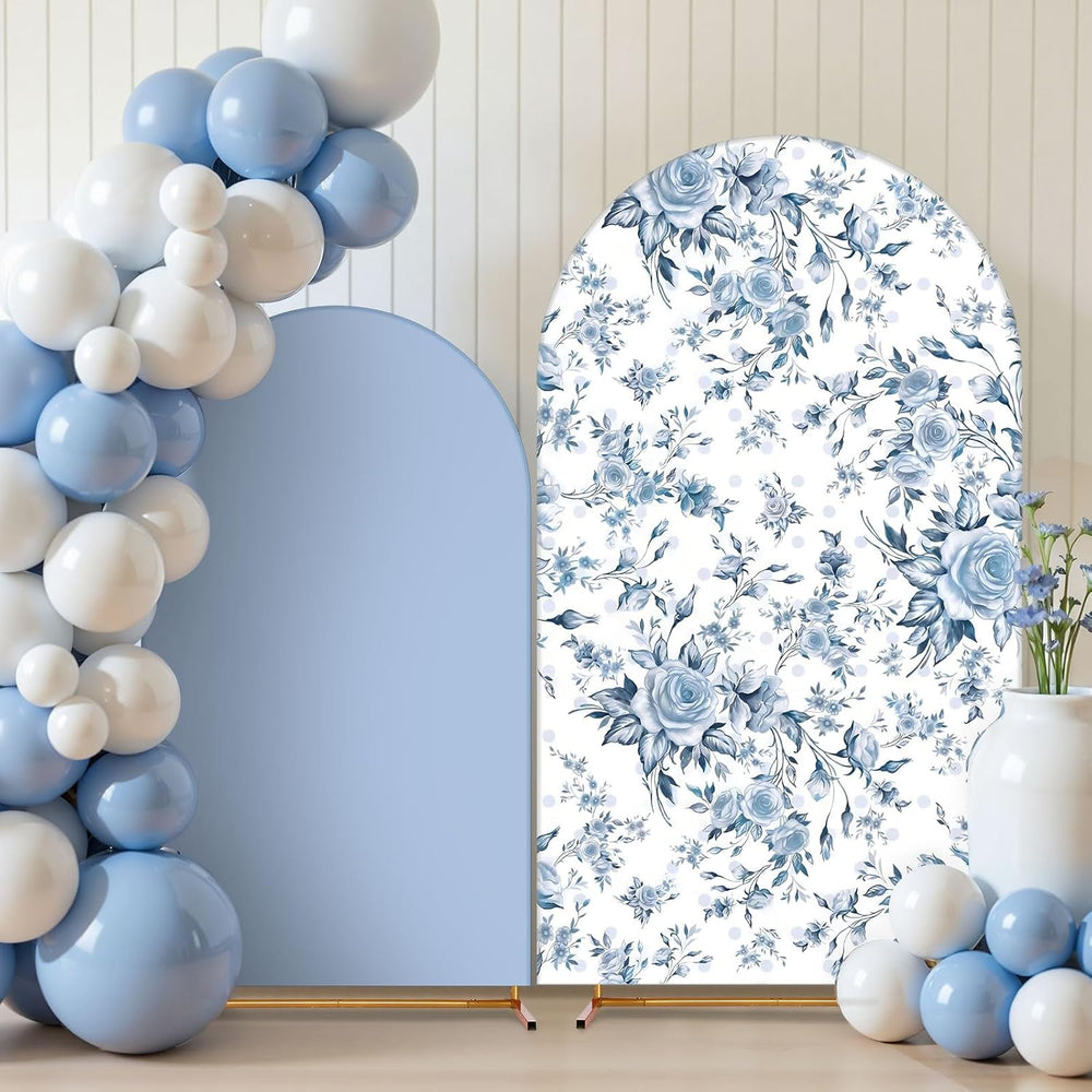 2 Pcs Blue Flower Arch Cover Backdrop