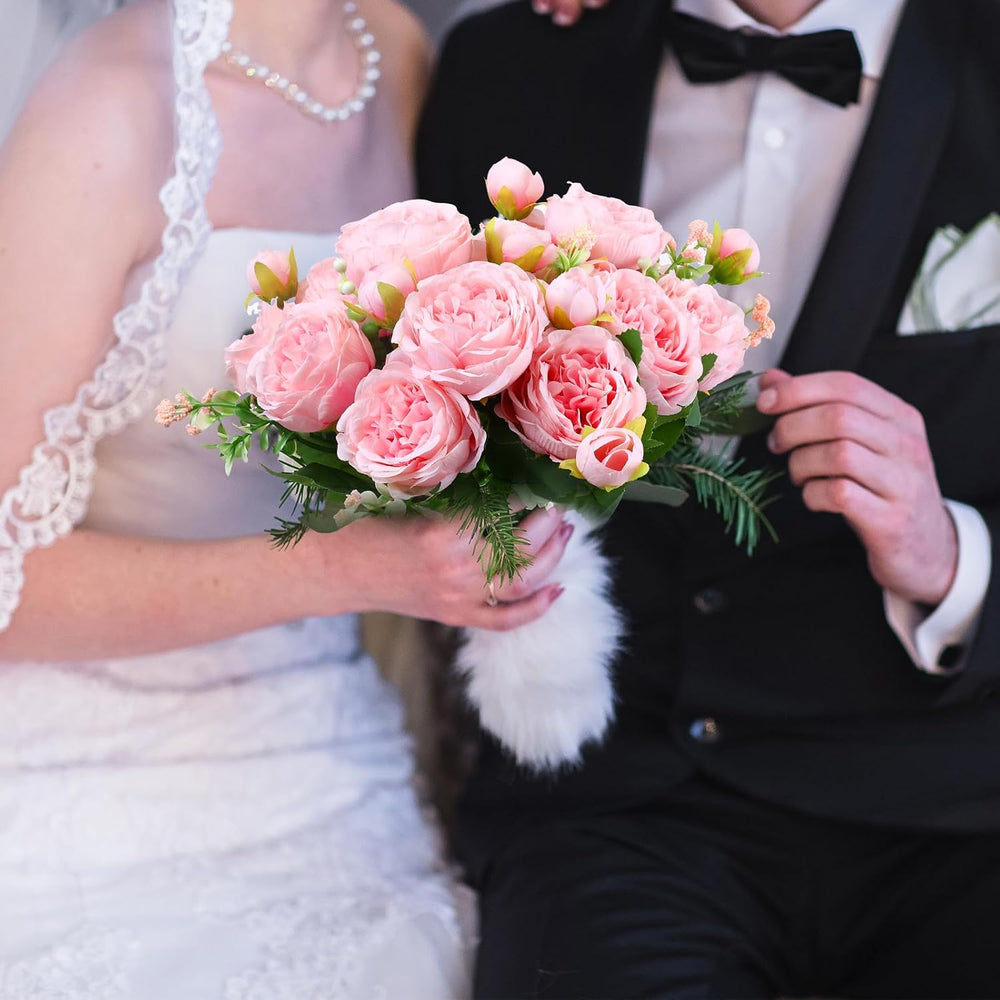 Geosar 8 Bundles Artificial Peonies Flowers,Pink