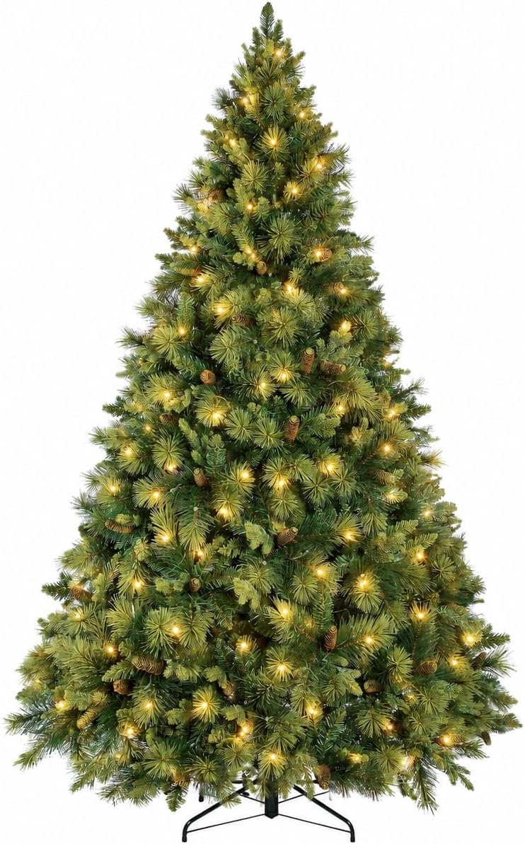 Naomi Home Vail 7.5ft Artificial Prelit Pine Cone Christmas Tree