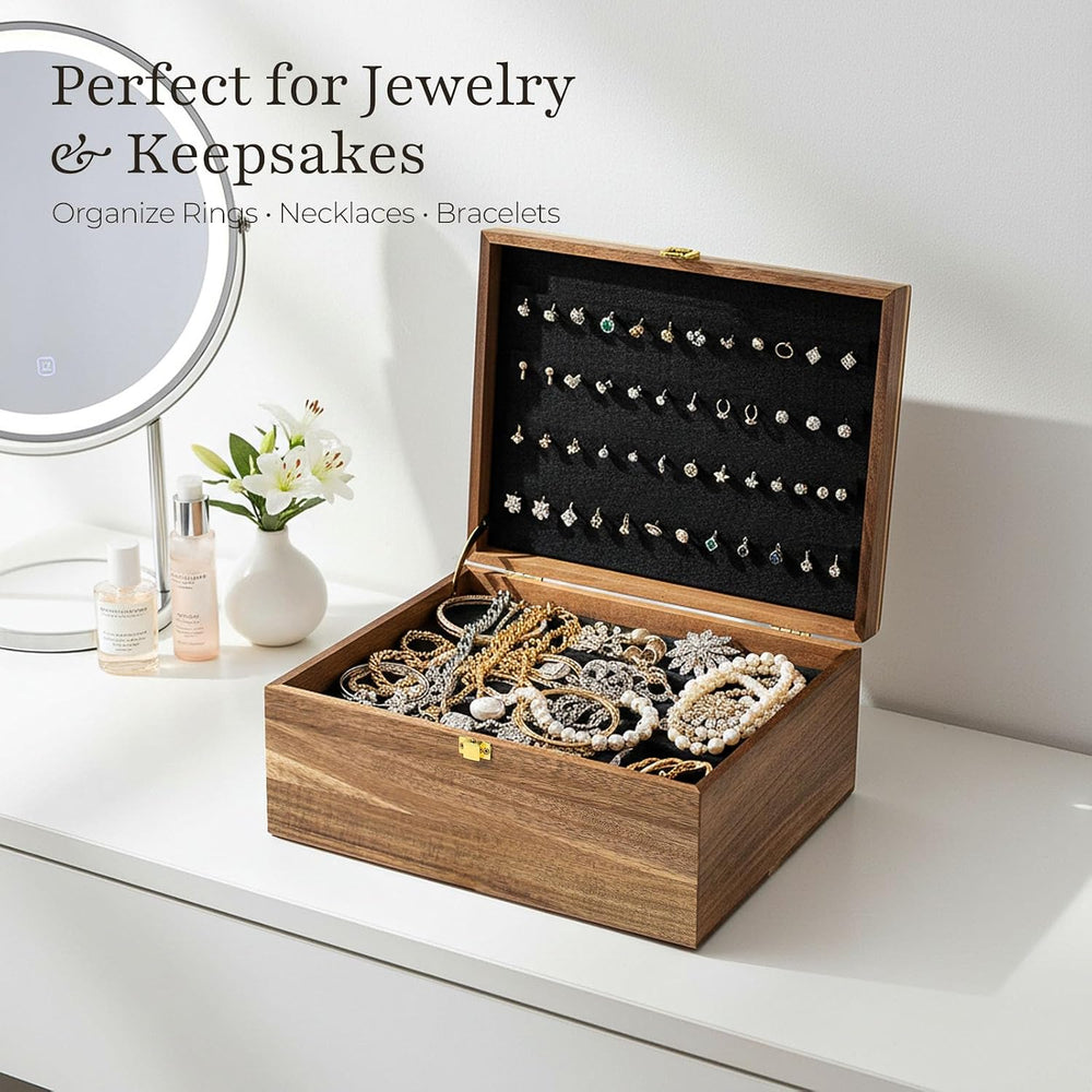 Acacia Keepsake Memory Box, Large 11"x8.6"x5", Tree of Life En...