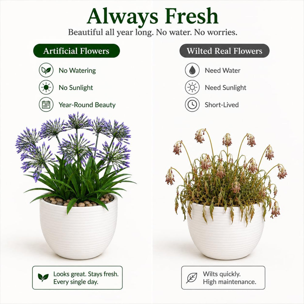 Artificial Agapanthus Flowers - 18.6" Tall 16 Bundles Plant