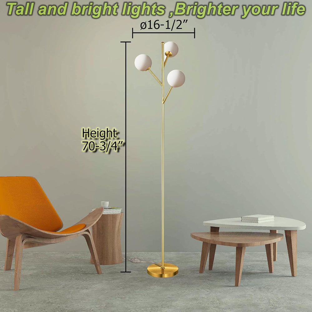 Ldeco Globe Mid Century Tree Floor Lamp with 3 Light Bulbs,70in Tall Standing...