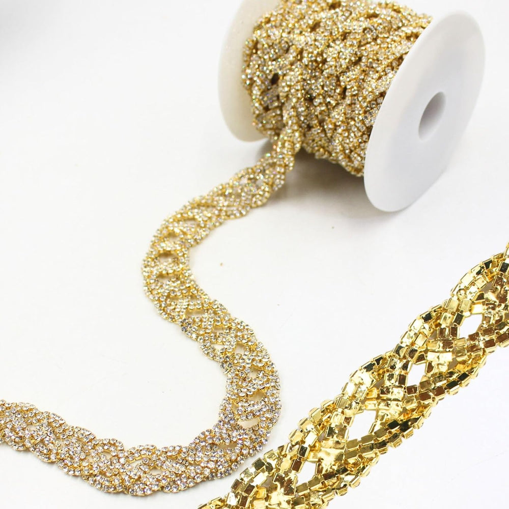 PEARLY JUN 5 Yards Rhinestone Trim Chain Gold Rhinestone Stringing DIY Jewelr...