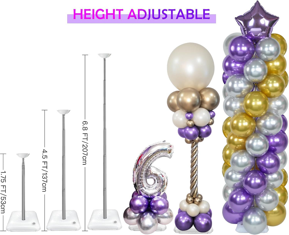 YALLOVE 4-Pack Adjustable Metal Balloon Column Stands with Ground Stakes