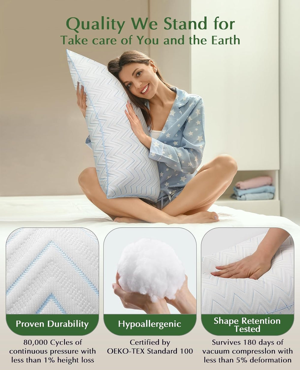 DIORIS Pillows Queen Size Set of 2, Hotel Bed Pillows for Sleeping
