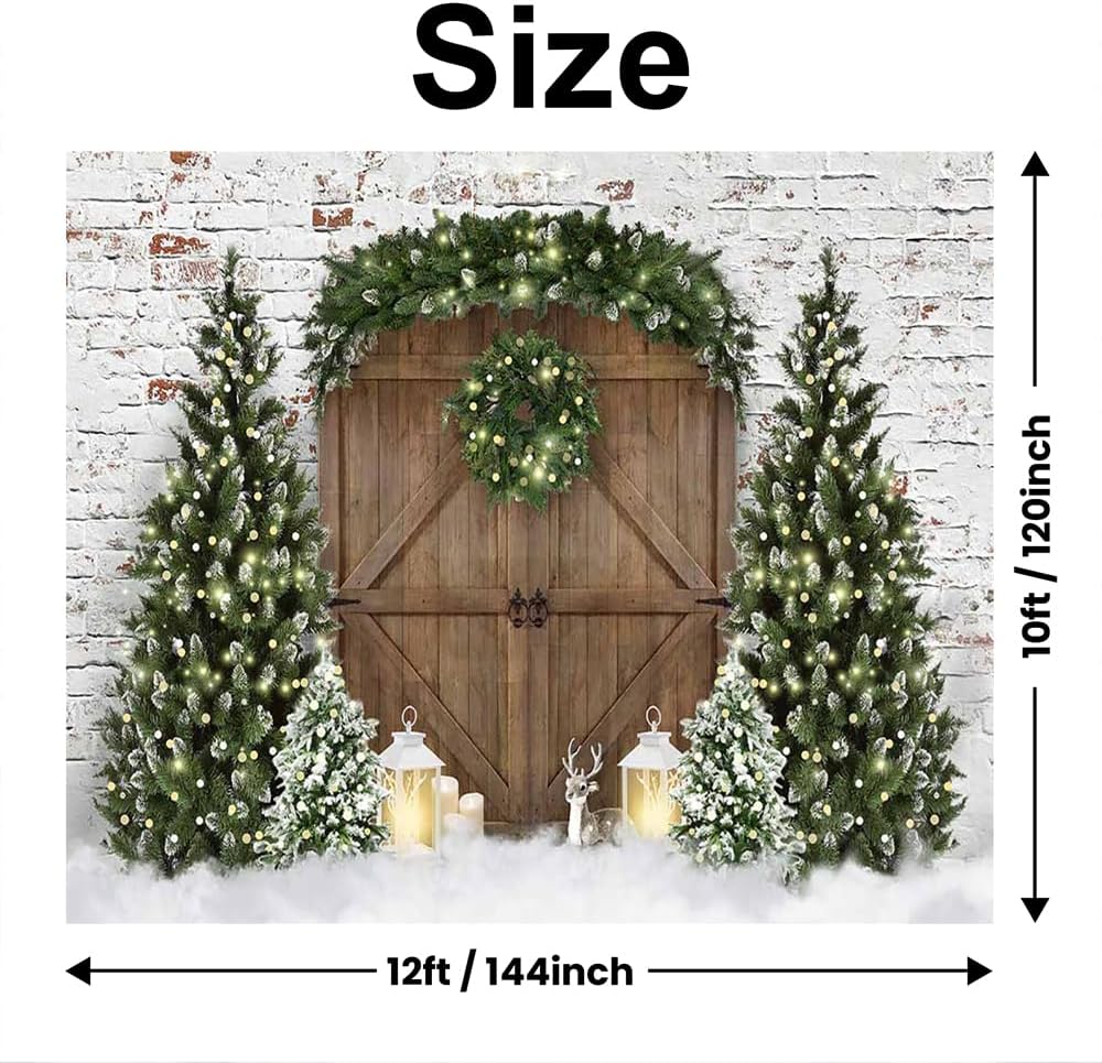 Mocsicka Christmas Wood House Photography Backdrop 12x10ft