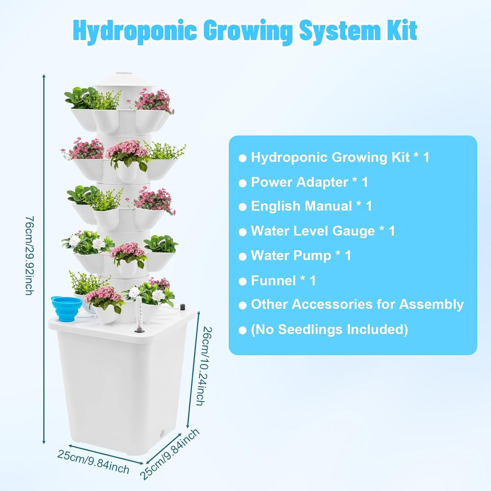 25-Plant Vertical Tower Garden System - Indoor Hydroponic Growing Kit