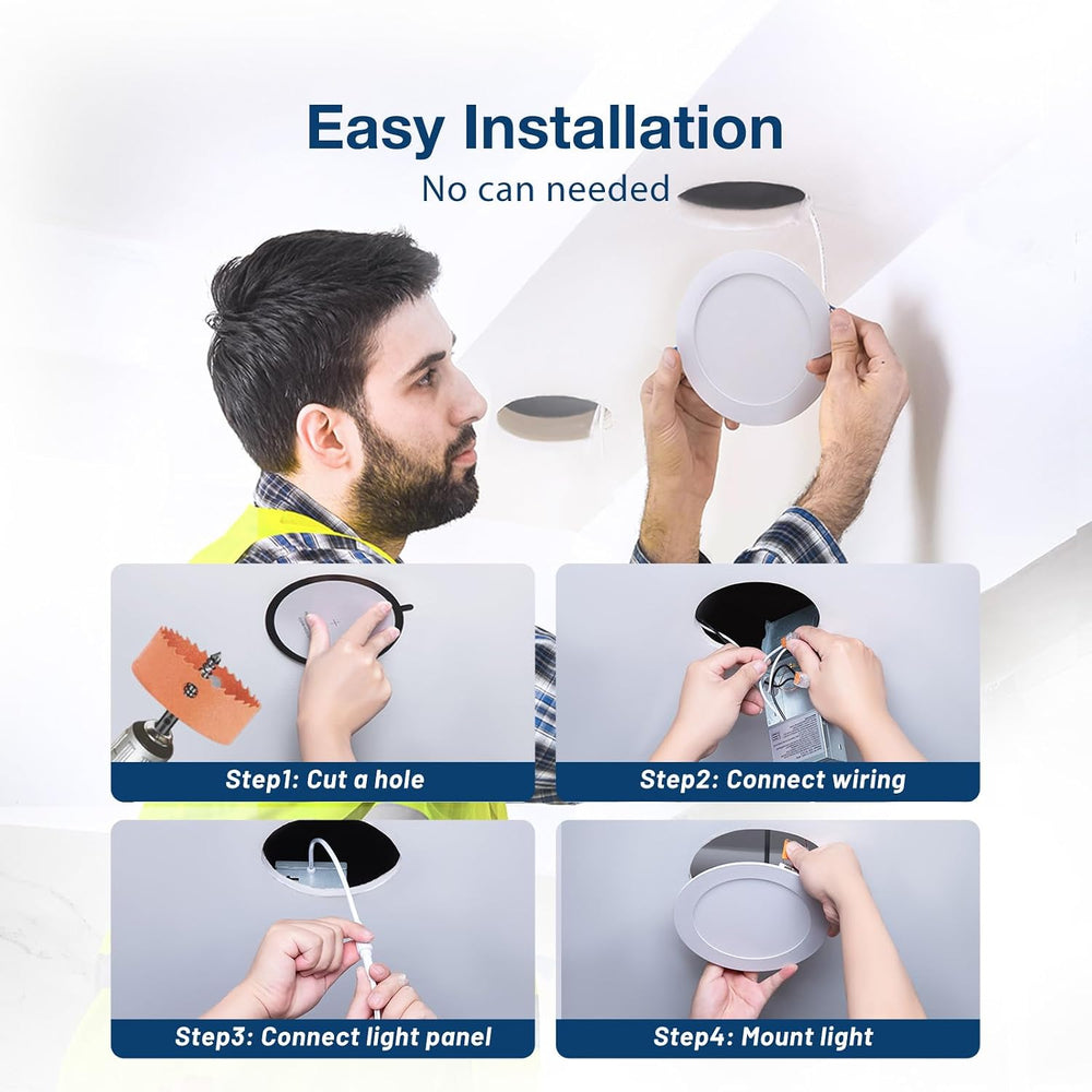 Amico 48 Pack 6 Inch LED Recessed Lighting, Canless Wafer Downlight, White