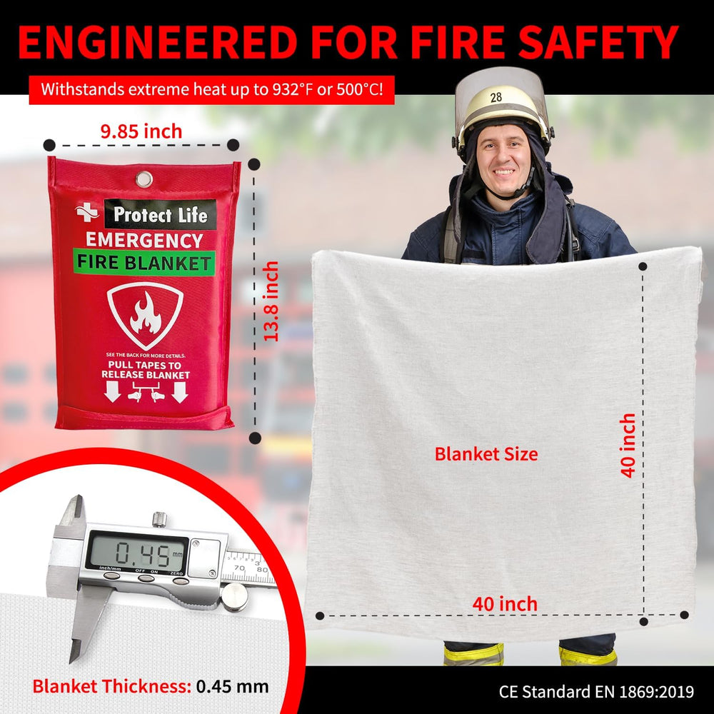 Protect Life Saving Emergency Fire Blankets 2 Pack - 40"x40", Fire ...