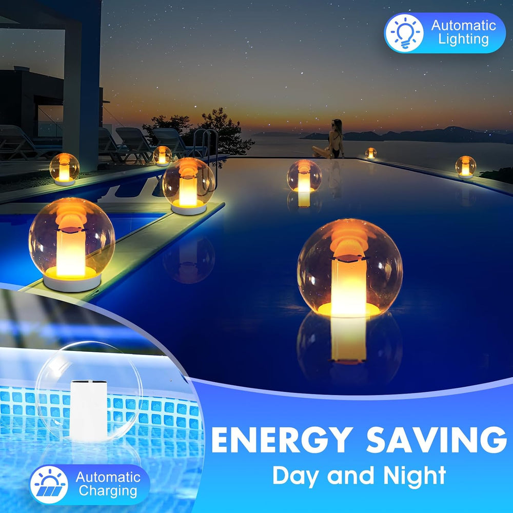 Floating Pool Lights, Solar Flickering Flame Pool Lights (2pcs)